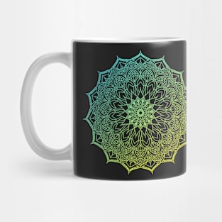 Mandala in blue and yellow Mug